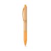 Penna a sfera in bambù e con clip e impugnatura in fibra di grano e ABS colore in coordinato e meccanismo a scatto e refill blu