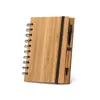 Block notes A5 con spirale e copertina bambù con 140 fogli a righe in carta riciclata e inclusa una penna a sfera con refill blu