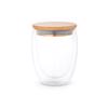 Bicchiere da viaggio in vetro e coperchio in bambù 350ml