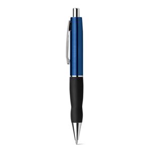 Penna a sfera in plastica con finitura metallizzata e refill blu
