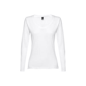 Maglietta da donna a manica lunga in cotone 100% bianca