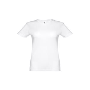 T-shirt da donna sportiva in poliestere traspirante bianca a girocollo