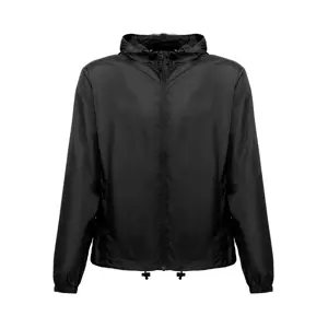 Giacca a vento impermeabile unisex con cappuccio e tasche laterali in nylon riciclato 65gr