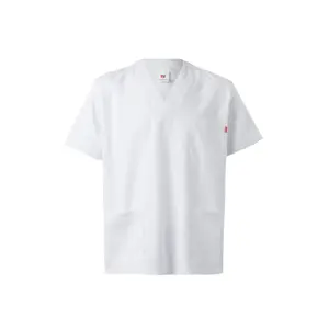 Divisa sanitaria Velilla bianca a maniche corte in twill di cotone e poliestere 190gr