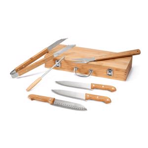 Set di utensili per il barbecue in acciaio inox e bambù