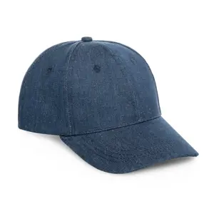 Cappellino in denim cotone e poliestere con 6 pannelli e fori ricamati per la ventilazione regolabile con fibbia in metallo