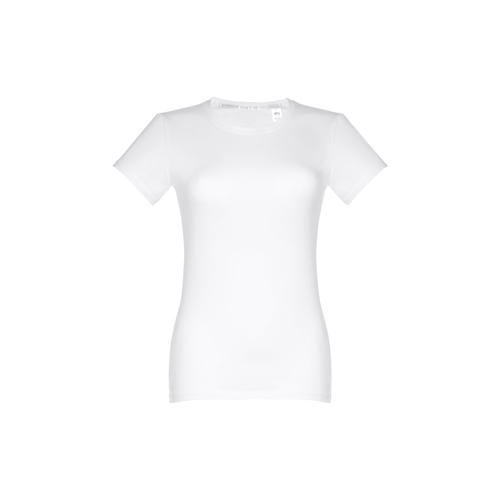 T-shirt da donna bianca a girocollo taglio aderente 100% cotone 190gr
