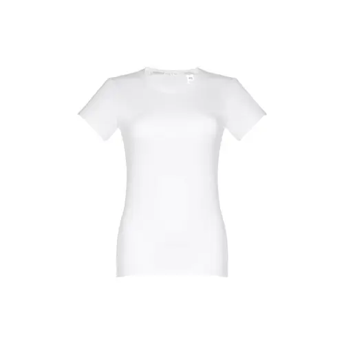 T-shirt da donna bianca a girocollo taglio aderente 100% cotone 190gr