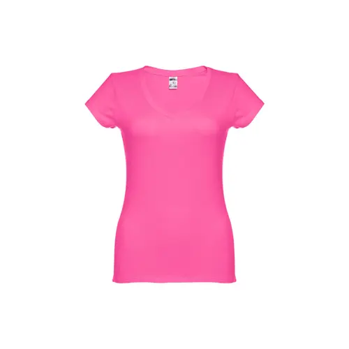 T-shirt da donna colori assortiti scollo a v taglio aderente 100% cotone 150gr