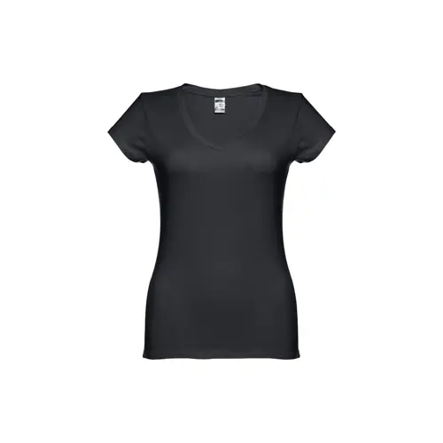 T-shirt da donna colori assortiti scollo a v taglio aderente 100% cotone 150gr
