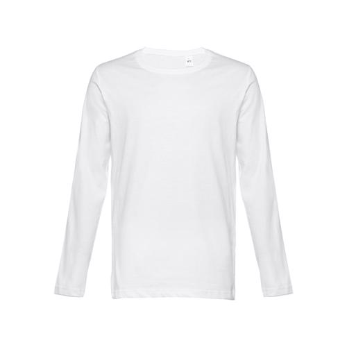 Maglietta da uomo a manica lunga in cotone 100% bianca a girocollo