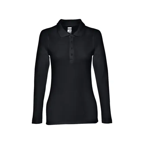 Maglietta polo da donna colori assortiti in tessuto piqué a maniche lunghe taglio regolare 100% cotone 210gr