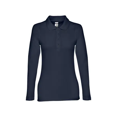 Maglietta polo da donna colori assortiti in tessuto piqué a maniche lunghe taglio regolare 100% cotone 210gr