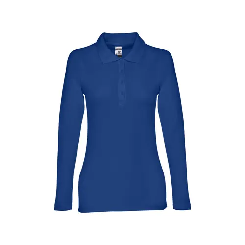 Maglietta polo da donna colori assortiti in tessuto piqué a maniche lunghe taglio regolare 100% cotone 210gr