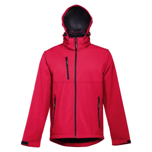 Giacca softshell da uomo colori assortiti con cappuccio rimovibile in poliestere e foderato in pile 280gr