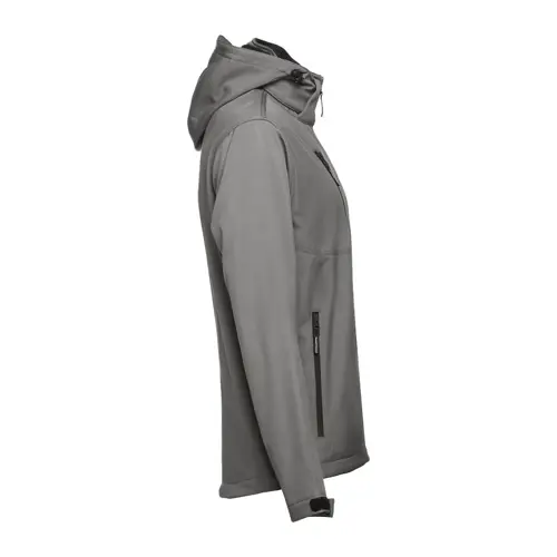 Giacca softshell da uomo colori assortiti con cappuccio rimovibile in poliestere e foderato in pile 280gr