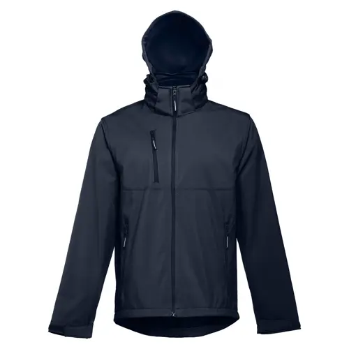 Giacca softshell da uomo colori assortiti con cappuccio rimovibile in poliestere e foderato in pile 280gr
