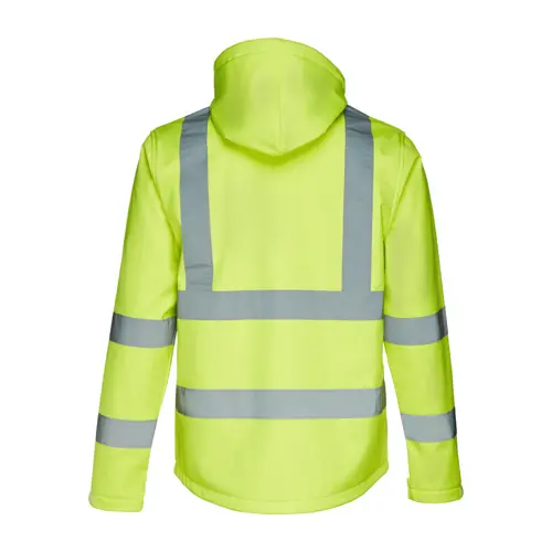 Giacca softshell da uomo ad alta visibilità con cappuccio rimovibile in poliestere e foderato in pile 320gr