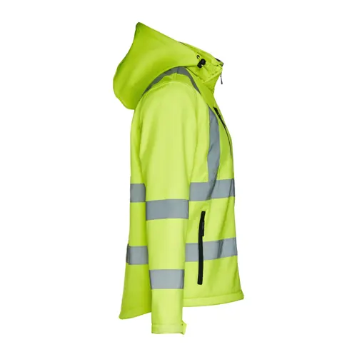 Giacca softshell da uomo ad alta visibilità con cappuccio rimovibile in poliestere e foderato in pile 320gr
