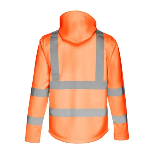 Giacca softshell da uomo ad alta visibilità con cappuccio rimovibile in poliestere e foderato in pile 320gr
