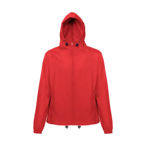 Giacca a vento impermeabile unisex con cappuccio e tasche laterali in nylon riciclato 65gr