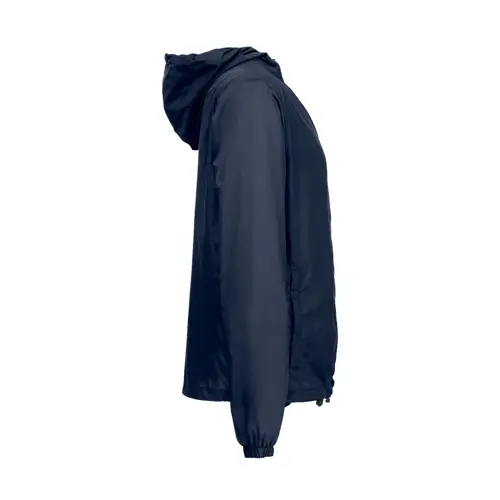 Giacca a vento impermeabile unisex con cappuccio e tasche laterali in nylon riciclato 65gr