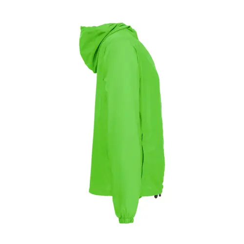 Giacca a vento impermeabile unisex con cappuccio e tasche laterali in nylon riciclato 65gr