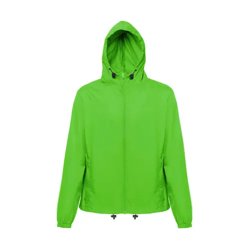 Giacca a vento impermeabile unisex con cappuccio e tasche laterali in nylon riciclato 65gr