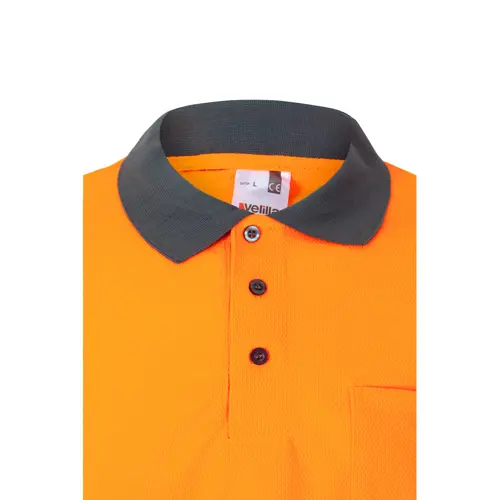 Polo da lavoro VELILLA VULCAN in twill poliestere e bicolore con strisce catarifrangenti da 160gr