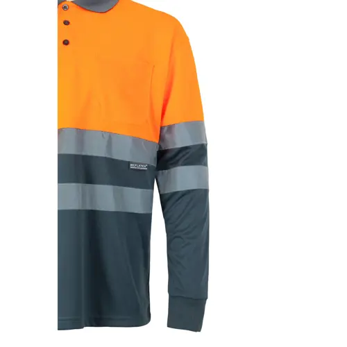 Polo da lavoro VELILLA VULCAN in twill poliestere e bicolore con strisce catarifrangenti da 160gr