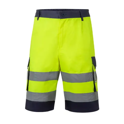 Pantalone bermuda da lavoro Velilla multitasca bicolore con strisce riflettenti in cotone e poliestere 210gr