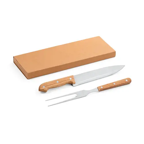 Set di utensili per il barbecue in bambù e acciaio inox