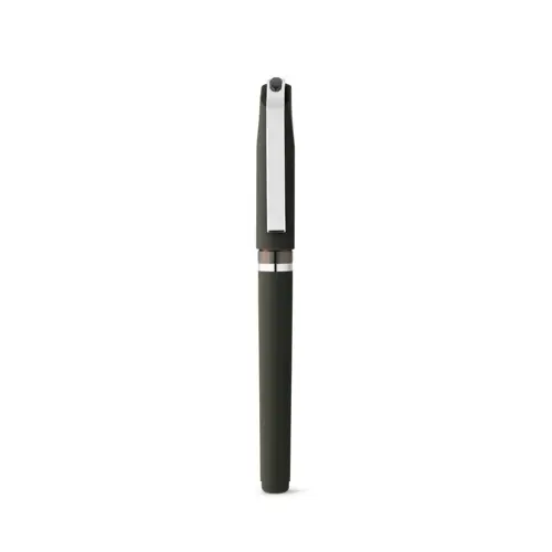 Penna roller in ABS con clip in metallo e cappuccio refill nero gel