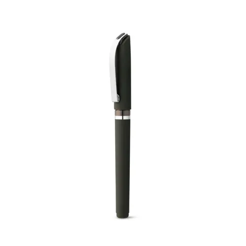 Penna roller in ABS con clip in metallo e cappuccio refill nero gel