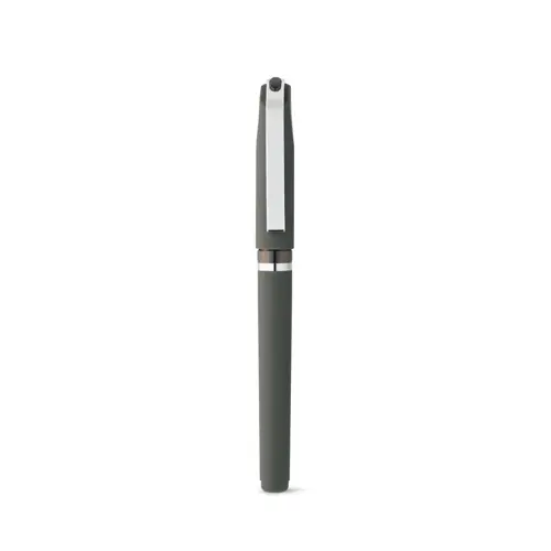 Penna roller in ABS con clip in metallo e cappuccio refill nero gel