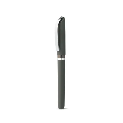 Penna roller in ABS con clip in metallo e cappuccio refill nero gel