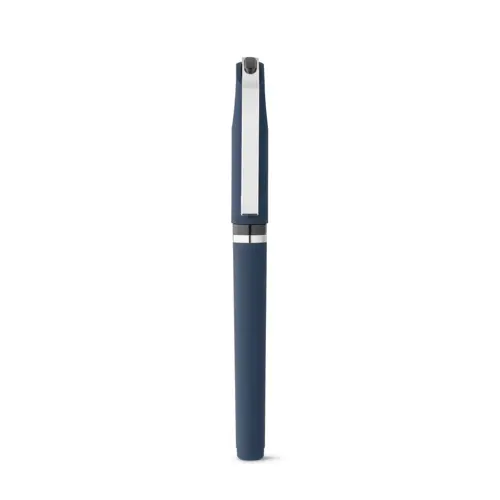 Penna roller in ABS con clip in metallo e cappuccio refill nero gel