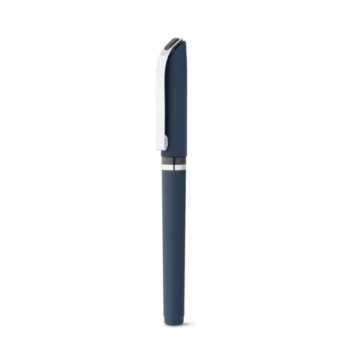 Penna roller in ABS con clip in metallo e cappuccio refill nero gel