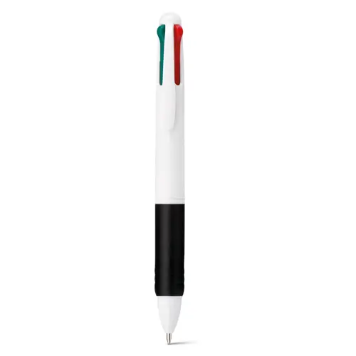 Penna a sfera in plastica multicolore 4 in 1 con impugnatura antiscivolo colorata e refill nero rosso verde blu