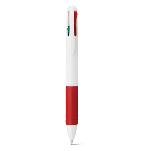 Penna a sfera in plastica multicolore 4 in 1 con impugnatura antiscivolo colorata e refill nero rosso verde blu