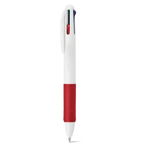 Penna a sfera in plastica multicolore 4 in 1 con impugnatura antiscivolo colorata e refill nero rosso verde blu