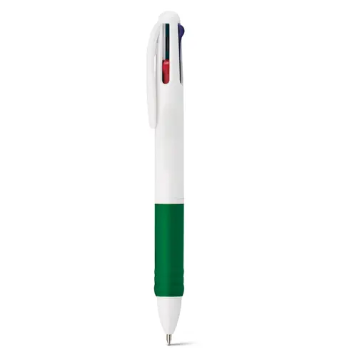 Penna a sfera in plastica multicolore 4 in 1 con impugnatura antiscivolo colorata e refill nero rosso verde blu