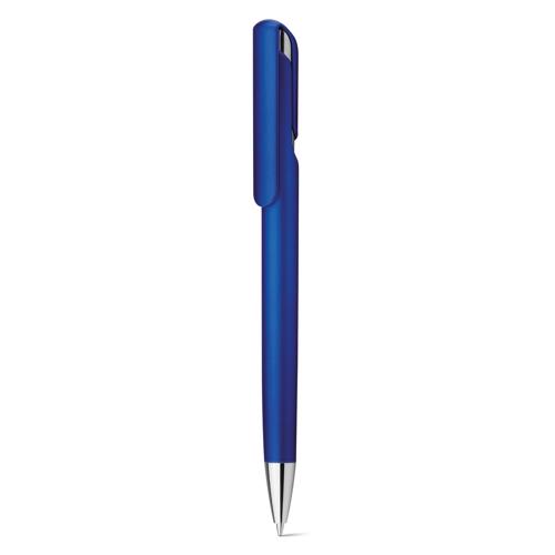 Penna a sfera in plastica colorata con meccanismo a scatto e refill blu