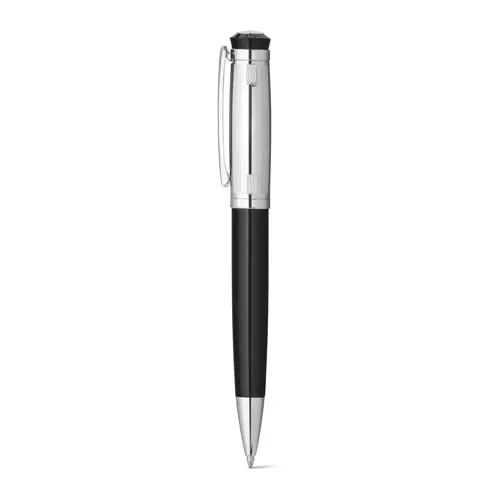 Set con penna roller e penna a sfera in metallo con refill blu fornita in scatola regalo con chiusura magnetica nera