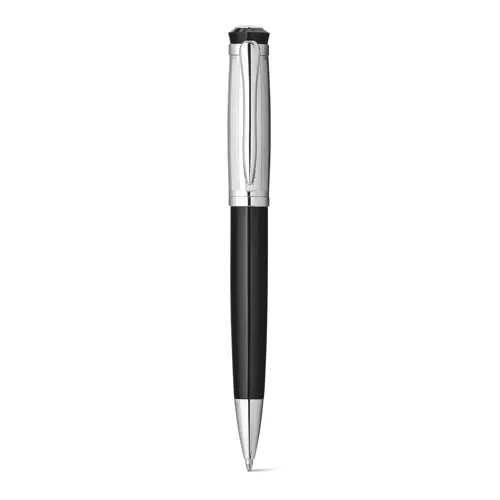 Set con penna roller e penna a sfera in metallo con refill blu fornita in scatola regalo con chiusura magnetica nera