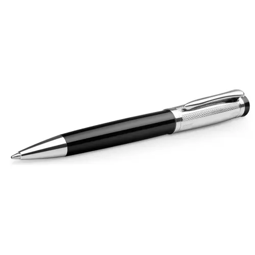 Set con penna roller e penna a sfera in metallo con refill blu fornita in scatola regalo con chiusura magnetica nera