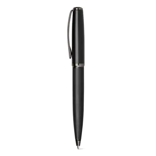 Set con penna roller e penna a sfera in metallo con refill blu fornita in scatola regalo imbottita