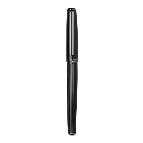Set con penna roller e penna a sfera in metallo con refill blu fornita in scatola regalo imbottita