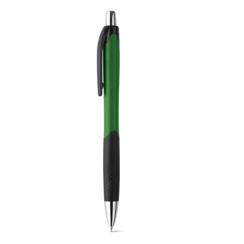  Penna a sfera pulsante in ABS con dettagli colorati su impugnatura e clip con refill blu