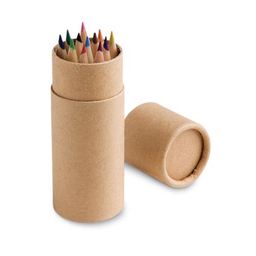 12 matite colorate in scatola cilindrica di cartone